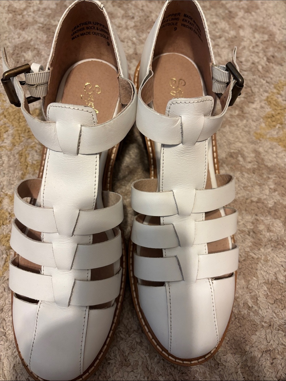 Seychelles White Leather Strappy Gladiator Sandals